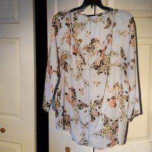 EUC blue floral blouse